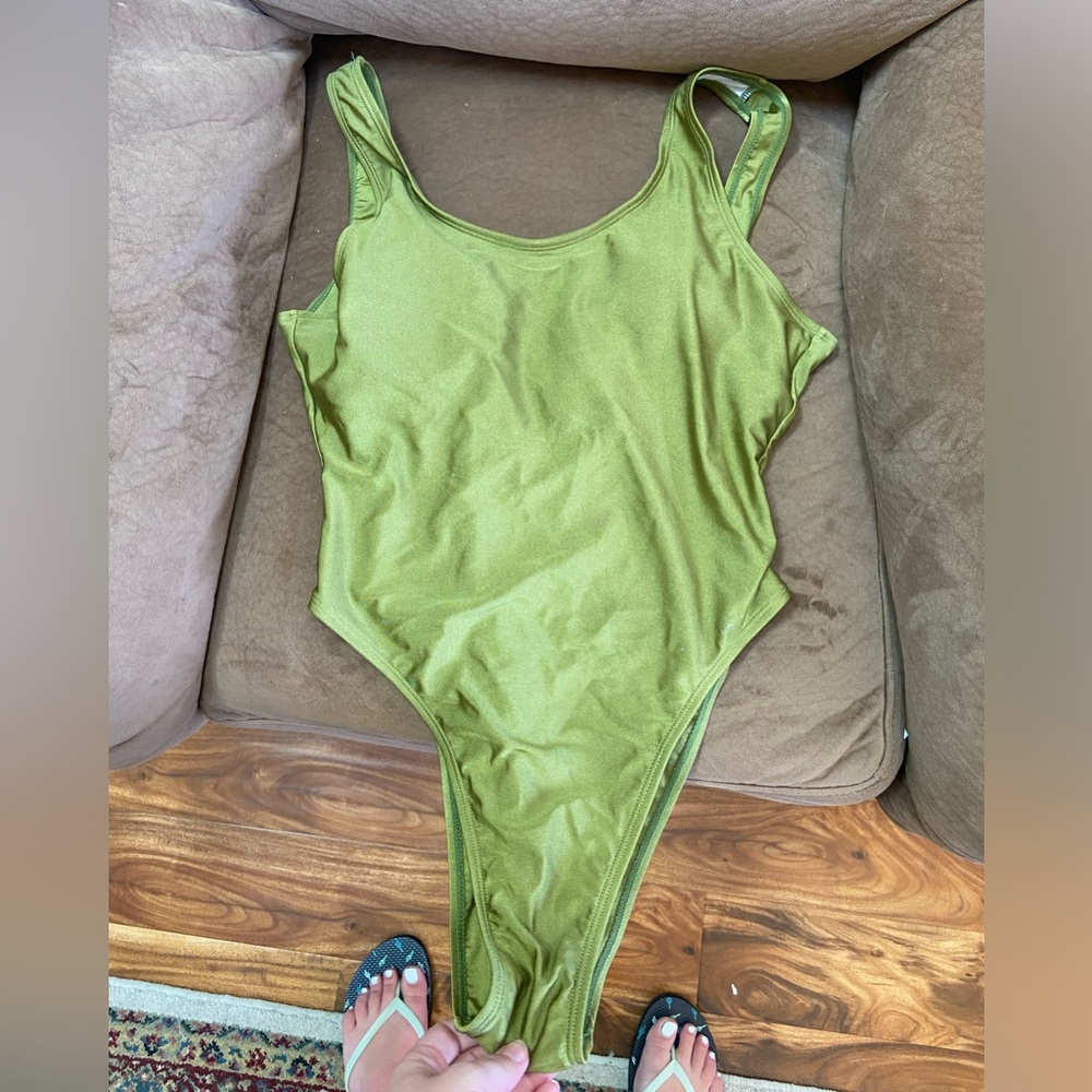 Green Highwaisted One Piece Swimsuit